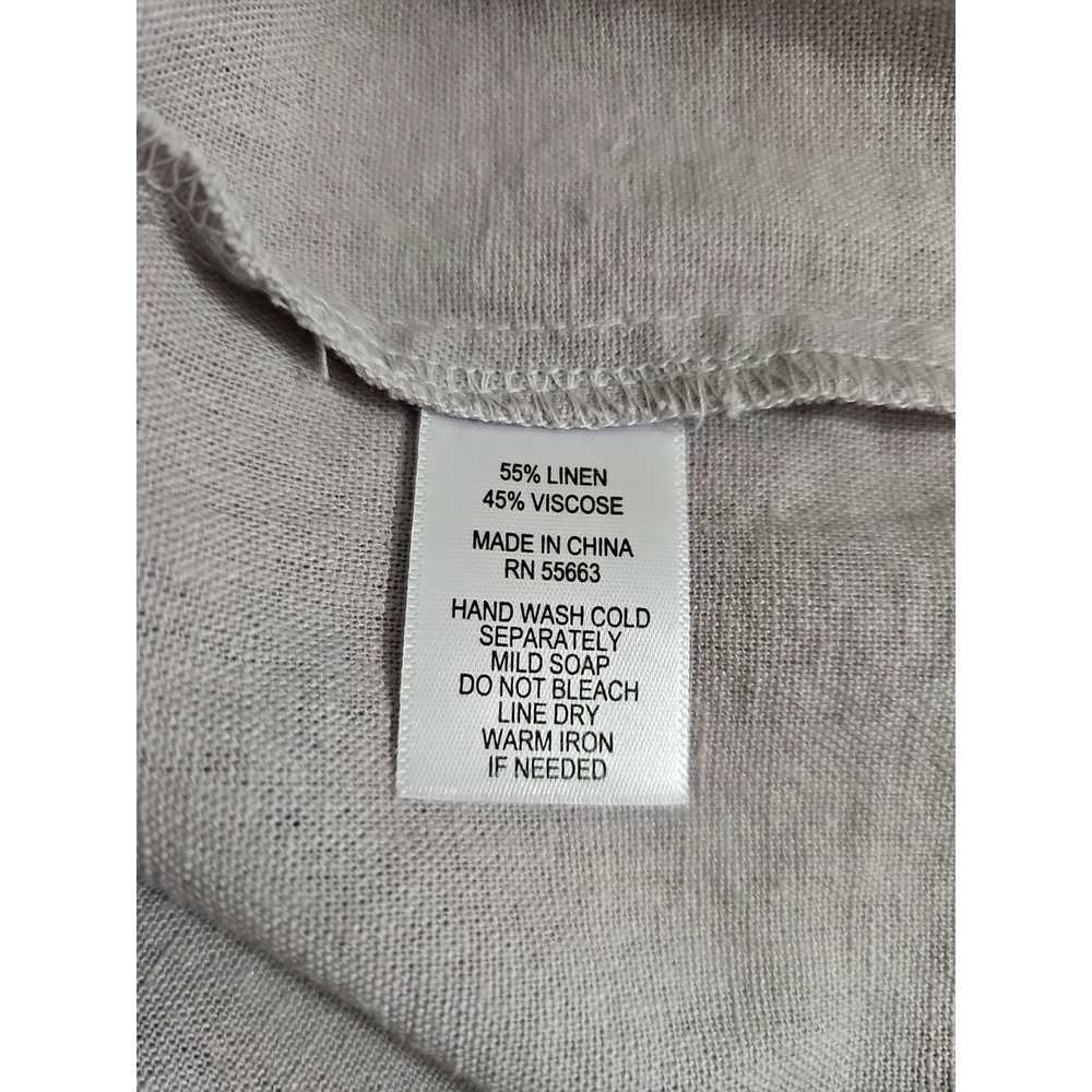 Tahari ~Woman Size S~ Gray Linen Blend Dress Pleated Coastal Roll-Up Sleeves. - Picture 10 of 15